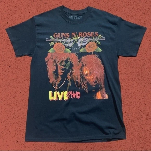 Guns N’ Roses Live heavy metal rock 80’s retro shirt black red mens L - Picture 3 of 5